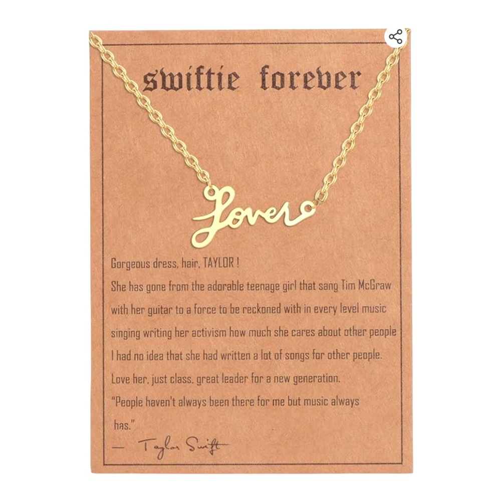 Taylor Swift Lover Eras Tour Movie Gold Stainless‎ Steel Hypoallergenic Necklace